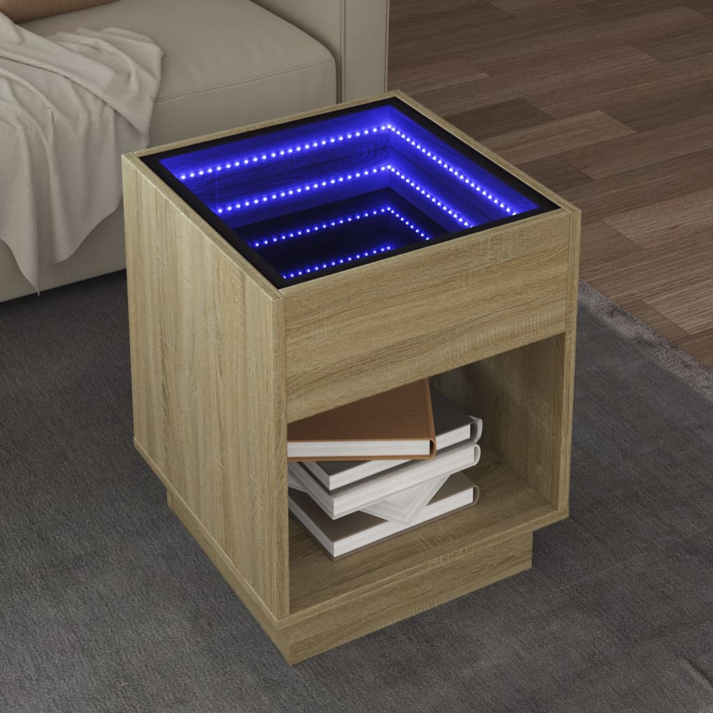 Vetonek Mesa de centro con Infinity LED roble Sonoma 40x40x50 cm