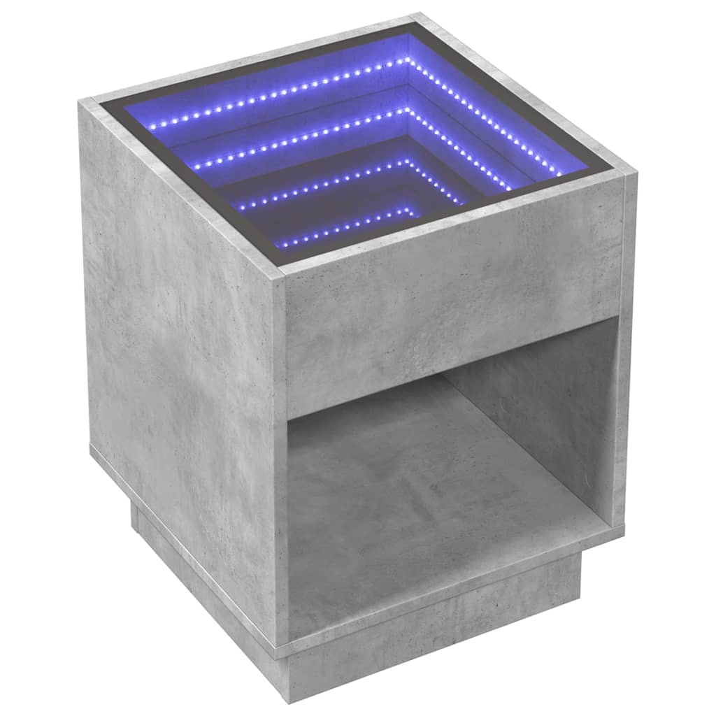 Table centrale avec béton gris à LED à l'infini 40x40x50 cm