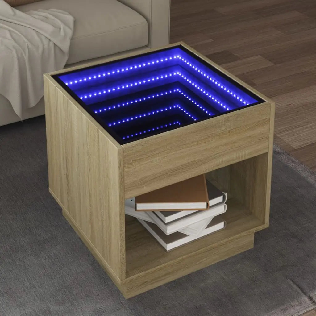 Vetonek Mesa de centro con Infinity LED roble Sonoma 50x50x50 cm