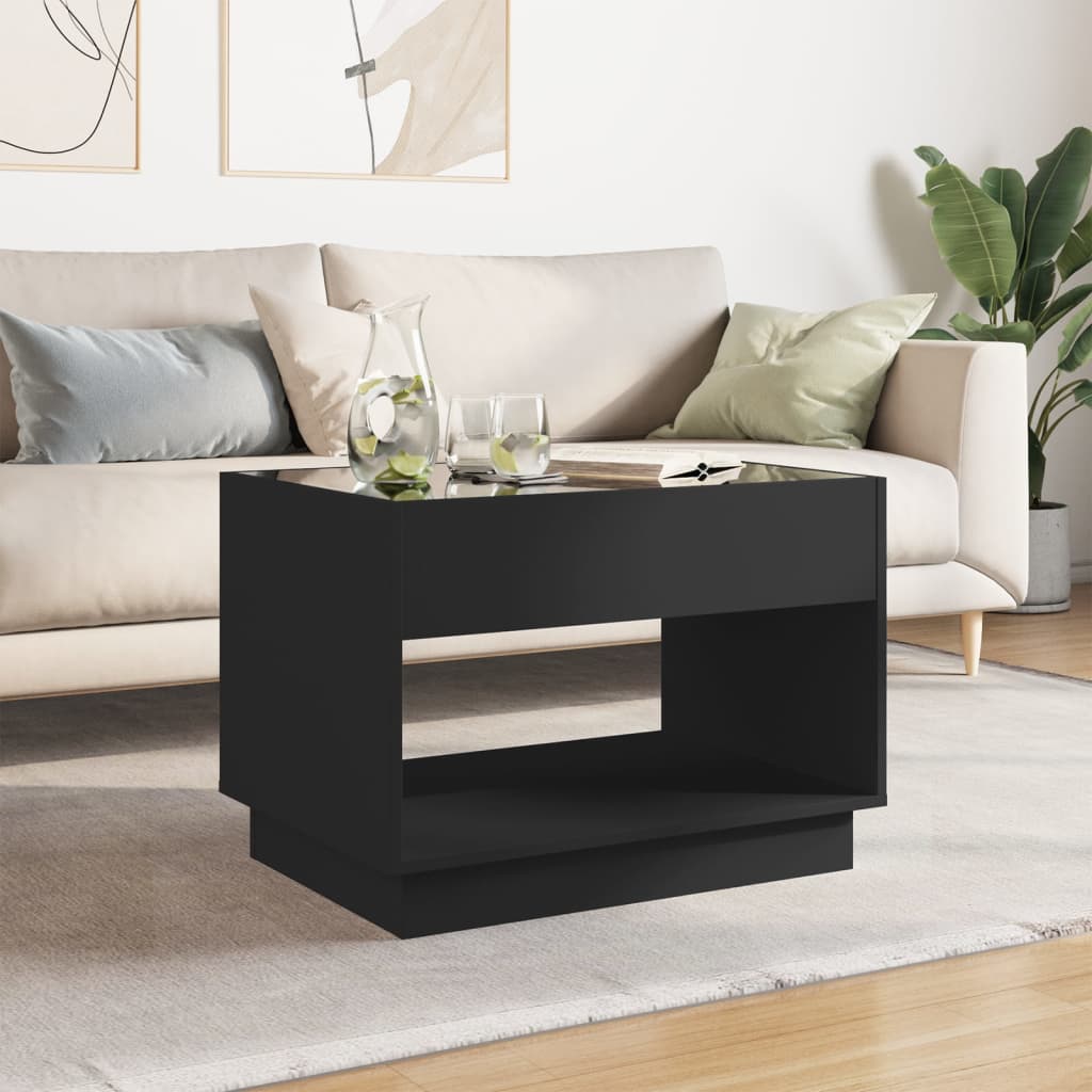 Mesa de centro con Infinity LED negro 70x50x50 cm - Vetonek