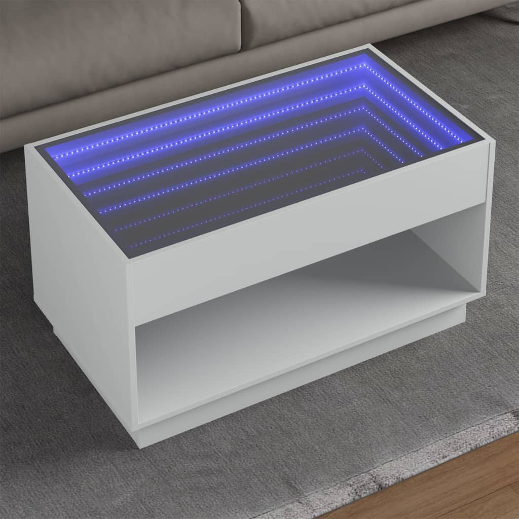 Vetonek Mesa de centro con Infinity LED blanco 90x50x50 cm