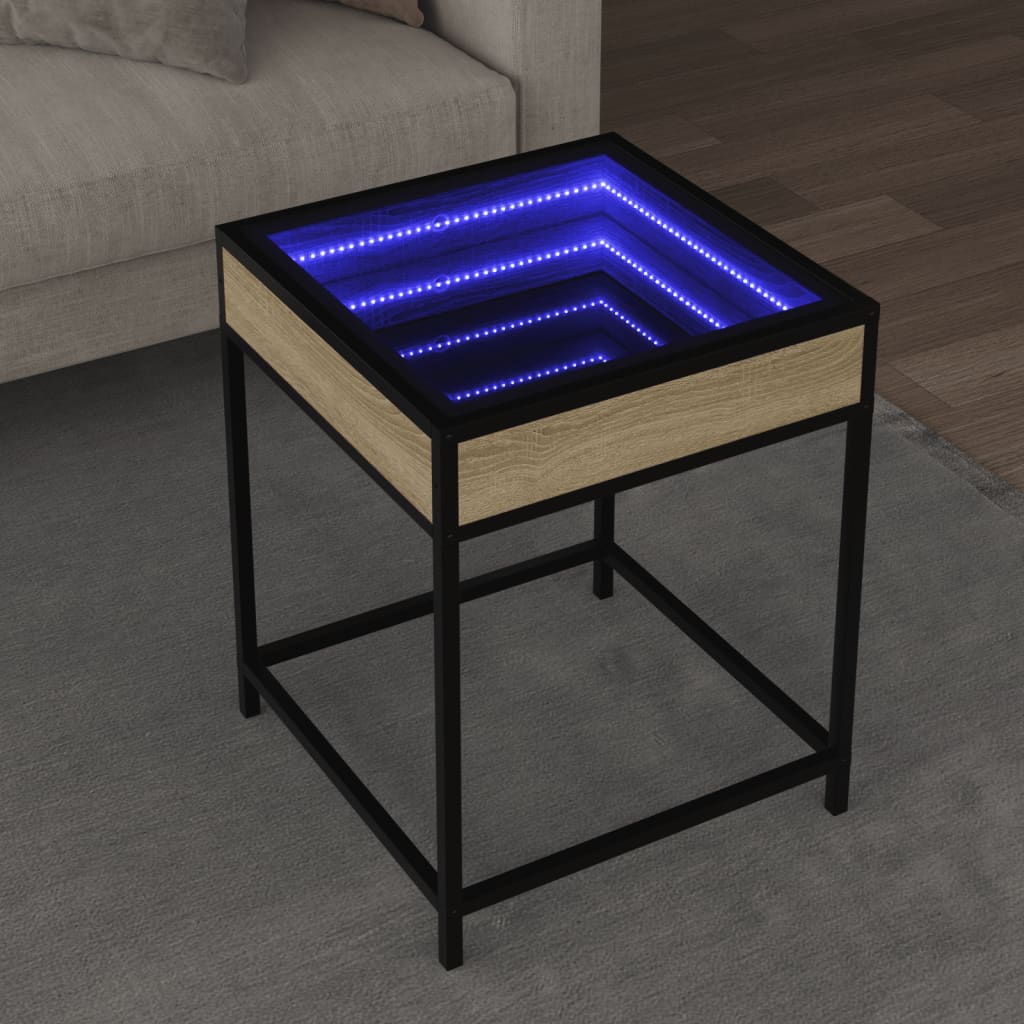 Vetonek Mesa de centro con Infinity LED roble Sonoma 40x40x51 cm