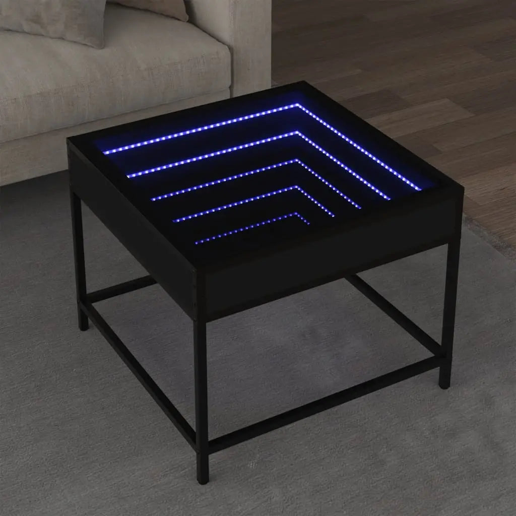 Vetonek Mesa de centro con Infinity LED negro 50x50x41 cm