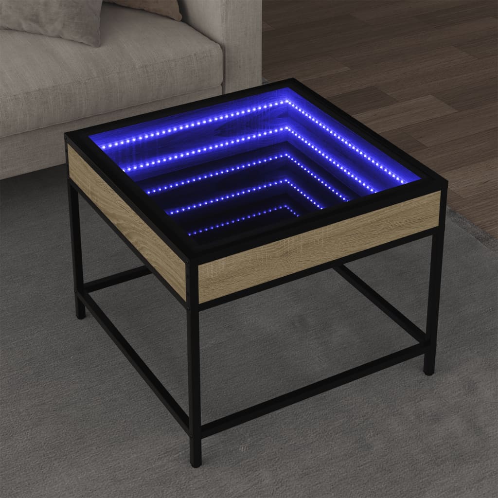 Vetonek Mesa de centro con Infinity LED roble Sonoma 50x50x41 cm