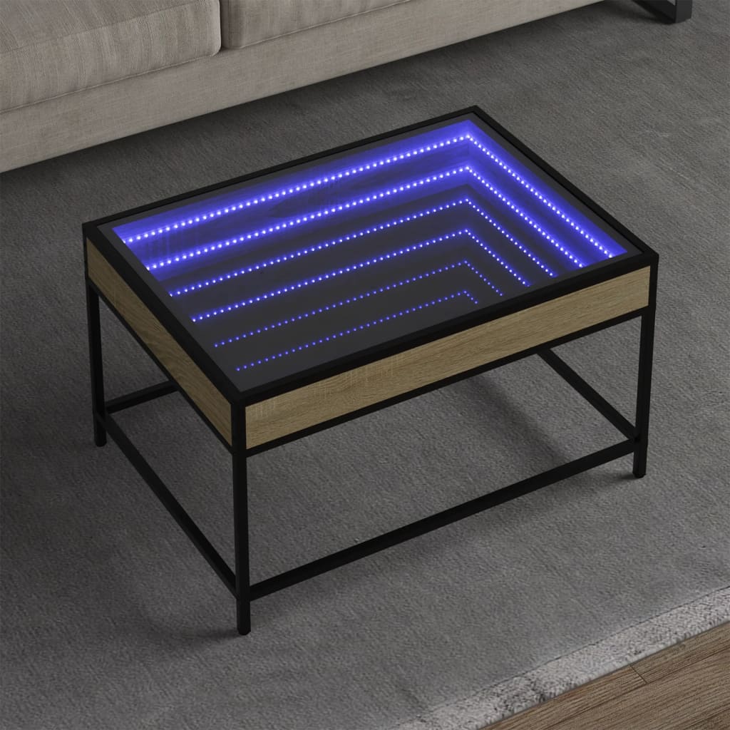 Vetonek Mesa de centro con Infinity LED roble Sonoma 70x50x41 cm