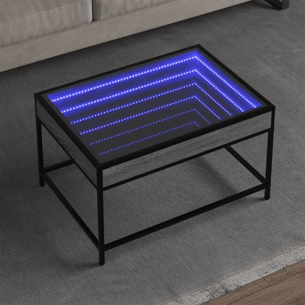 Vetonek Mesa de centro con Infinity LED gris Sonoma 70x50x41 cm