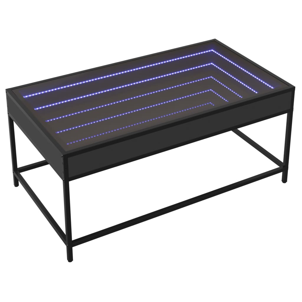 Tavolo centrale con LED a infinito nero 90x50x41 cm