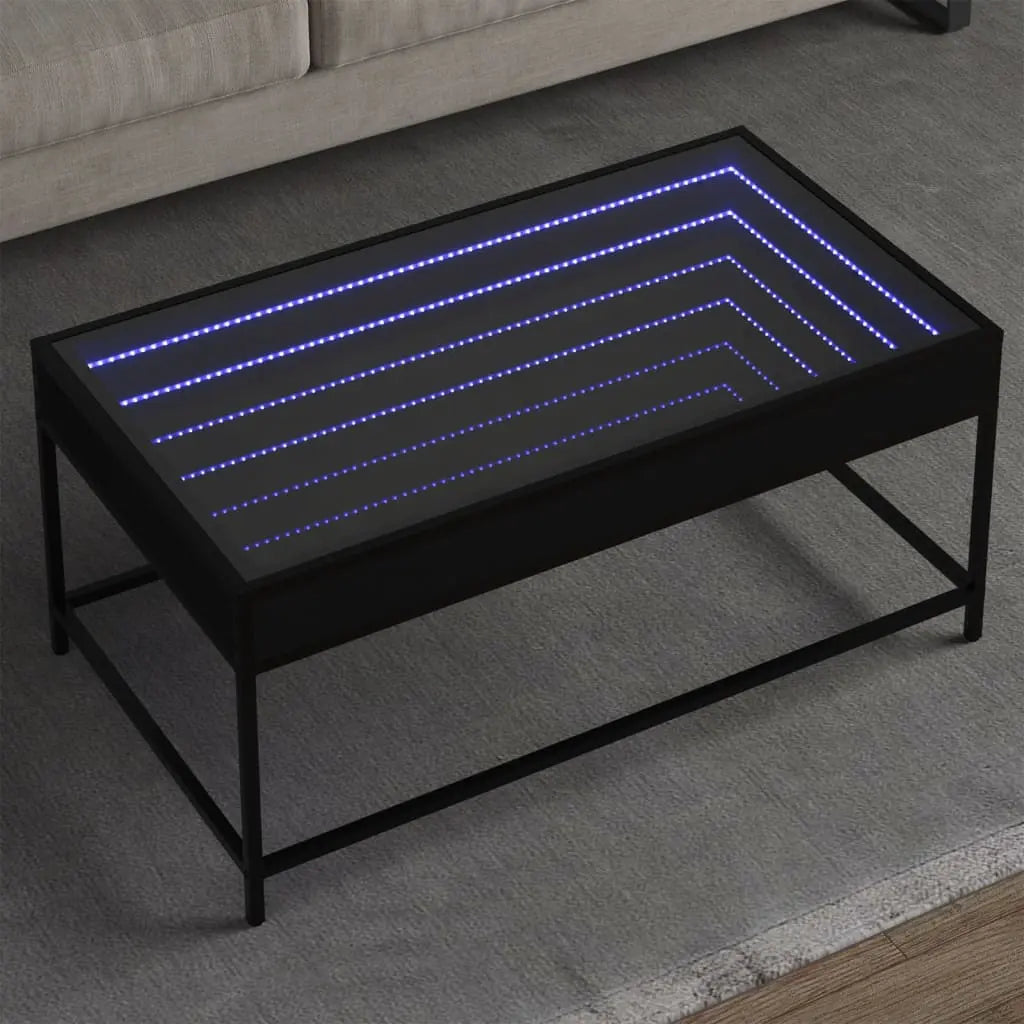 Vetonek Mesa de centro con Infinity LED negro 90x50x41 cm