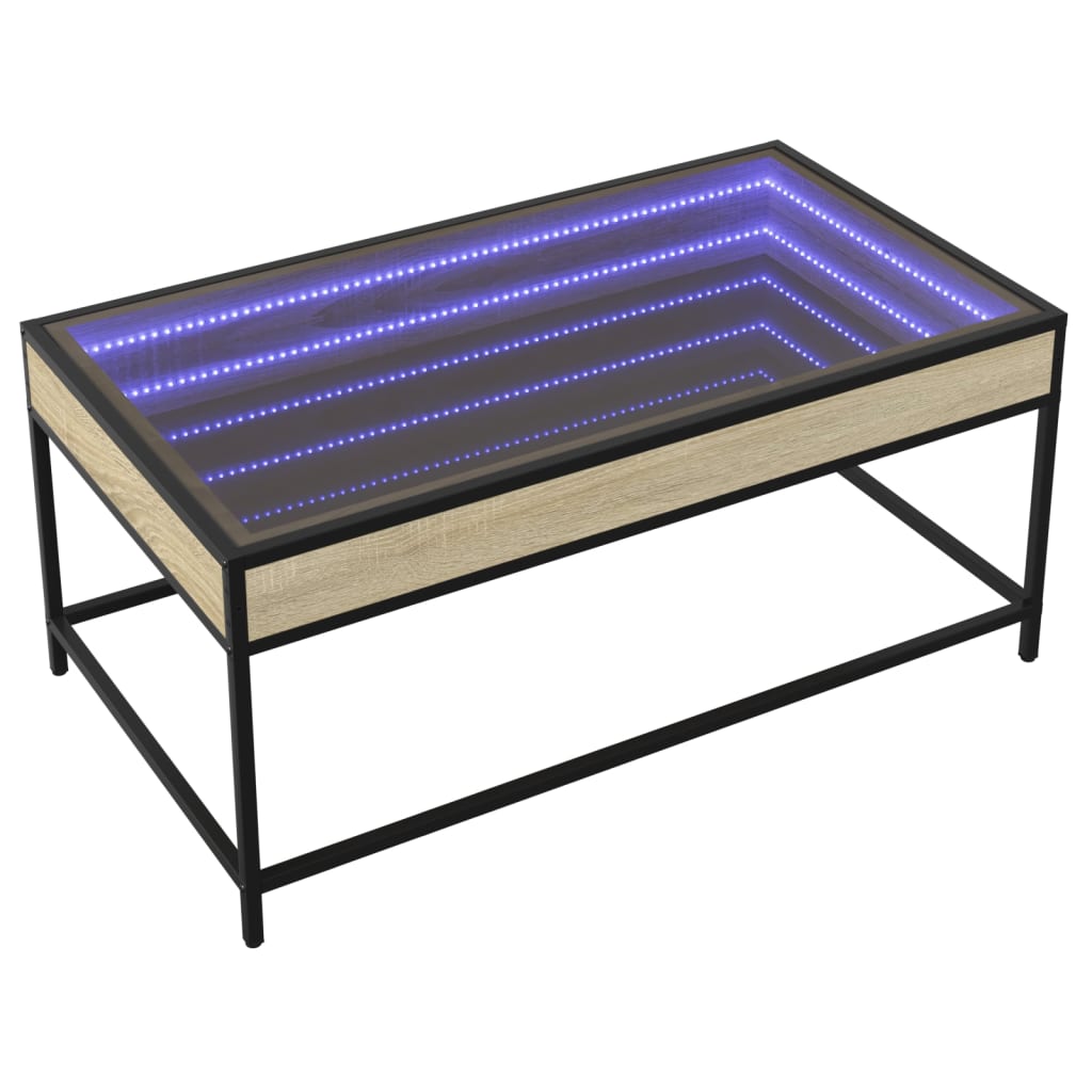 Center table with infinity Led Roble Sonoma 90x50x41 cm