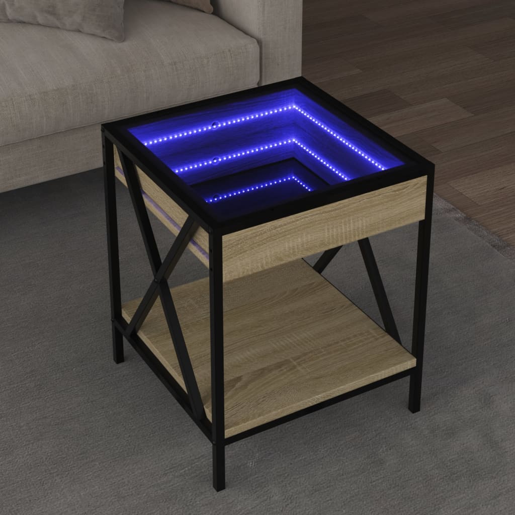 Vetonek Mesa de centro con Infinity LED roble Sonoma 40x40x49 cm