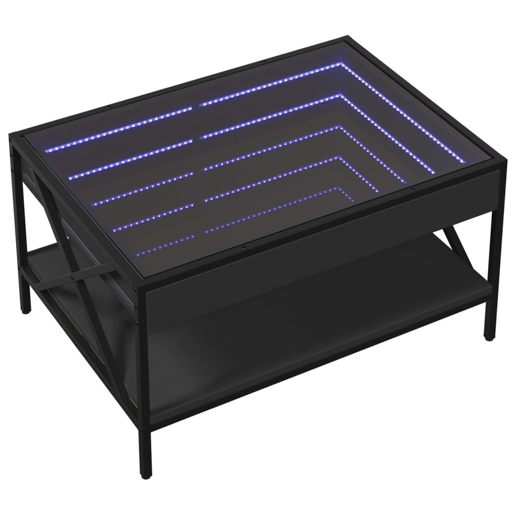 Tavolo centrale con LED a infinito nero 70x50x38 cm