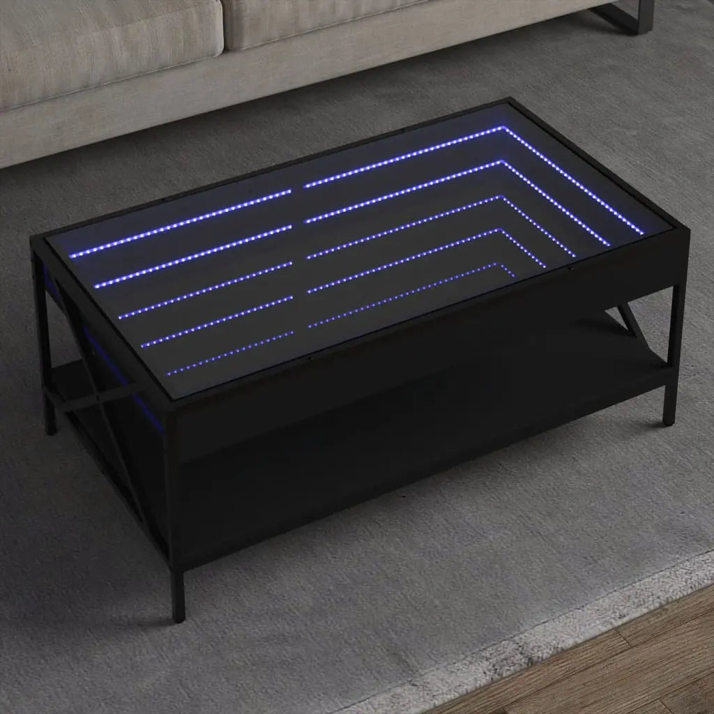 Vetonek Mesa de centro con Infinity LED negro 90x50x38 cm