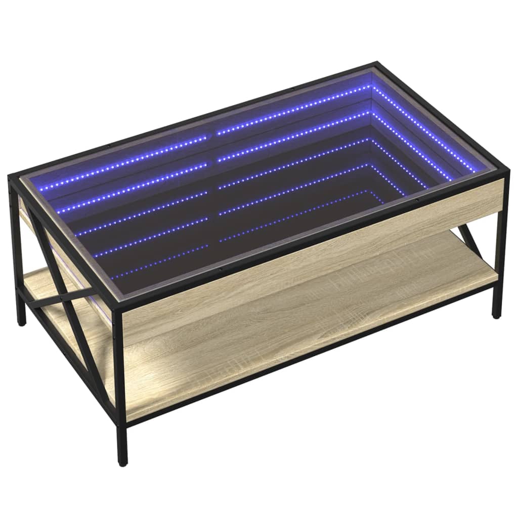 Center table with infinity Led Roble Sonoma 90x50x38 cm