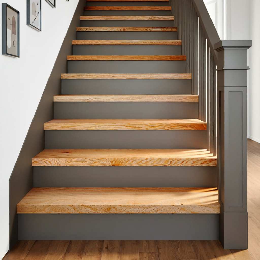 Vetonek Peldaños de escalera 8 uds madera maciza roble marrón claro