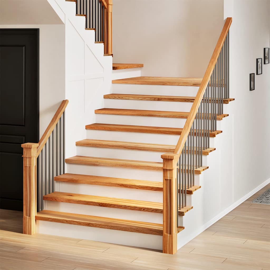 Vetonek Peldaños de escalera 8 uds madera maciza roble marrón claro