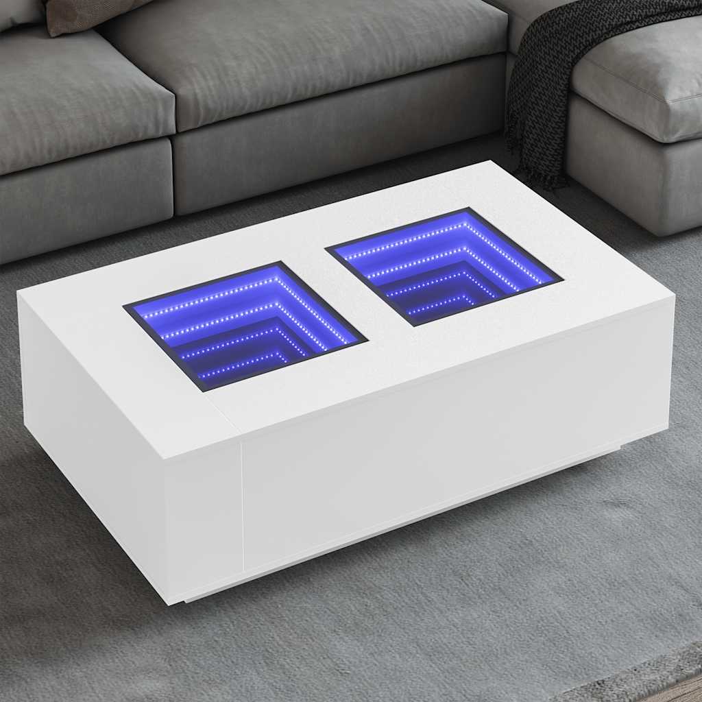 Vetonek Mesa de centro con LED Infinity blanca 116x69x40 cm