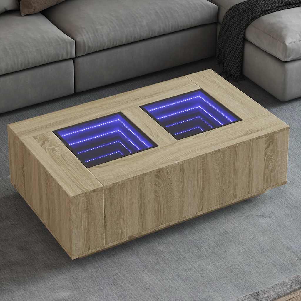 Vetonek Mesa de centro con Infinity LED roble Sonoma 116x69x40 cm