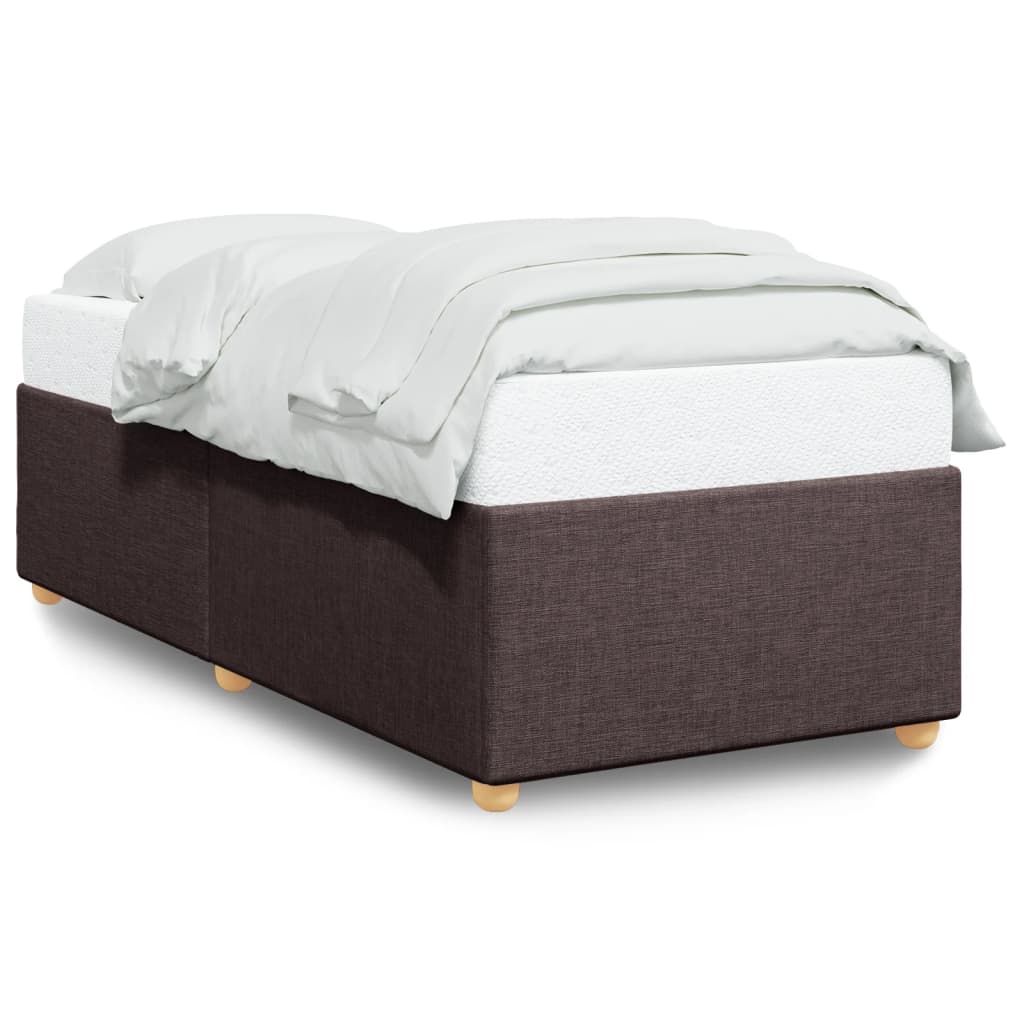 Vetonek Estructura de cama sin colchón tela marrón oscuro 90x190 cm