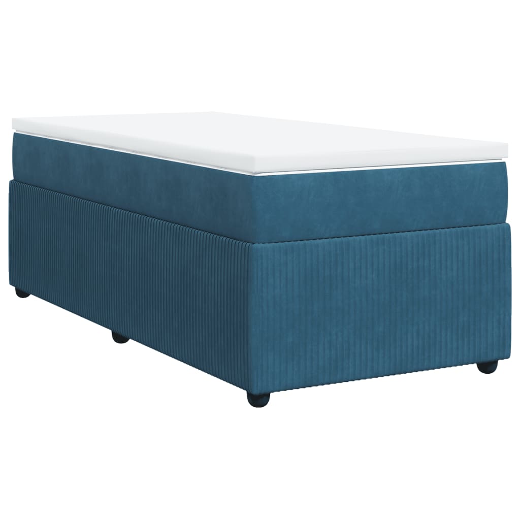 Vetonek Cama box spring con colchón terciopelo azul oscuro 80x200 cm