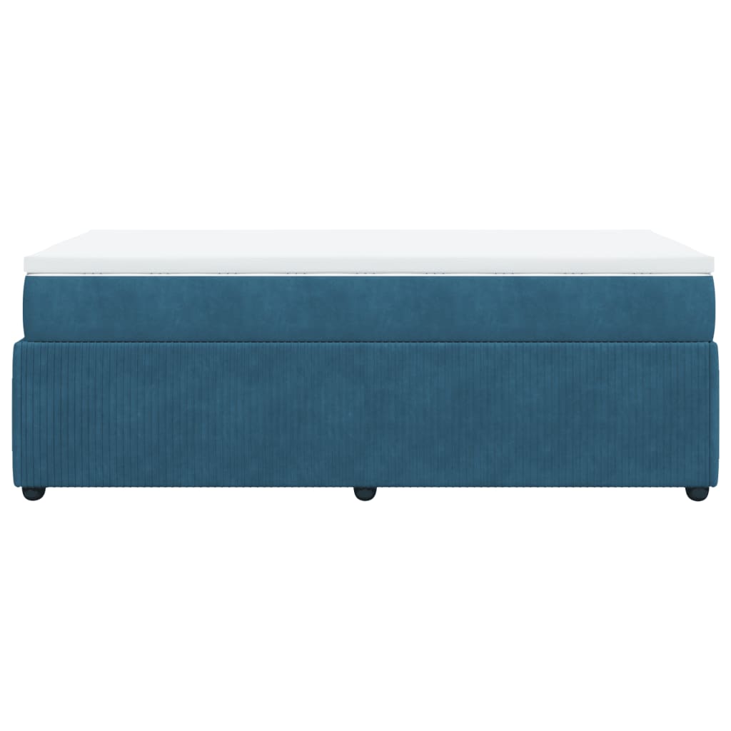Cama box spring con colchón terciopelo azul oscuro 80x200 cm v4888 - Vetonek