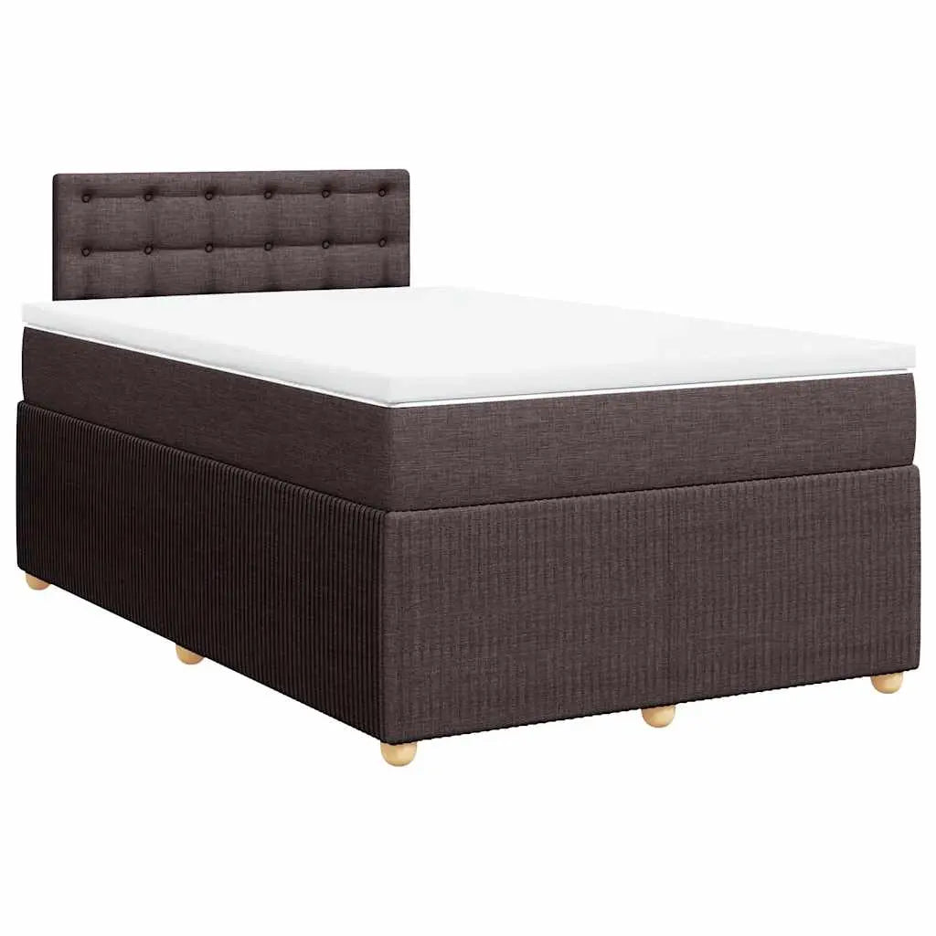Cama box spring con colchón tela marrón oscuro 120x190 cm V2943 Vetonek