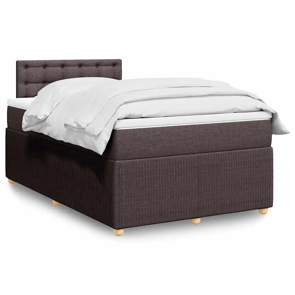 Cama box spring con colchón tela marrón oscuro 120x190 cm V2943 Vetonek