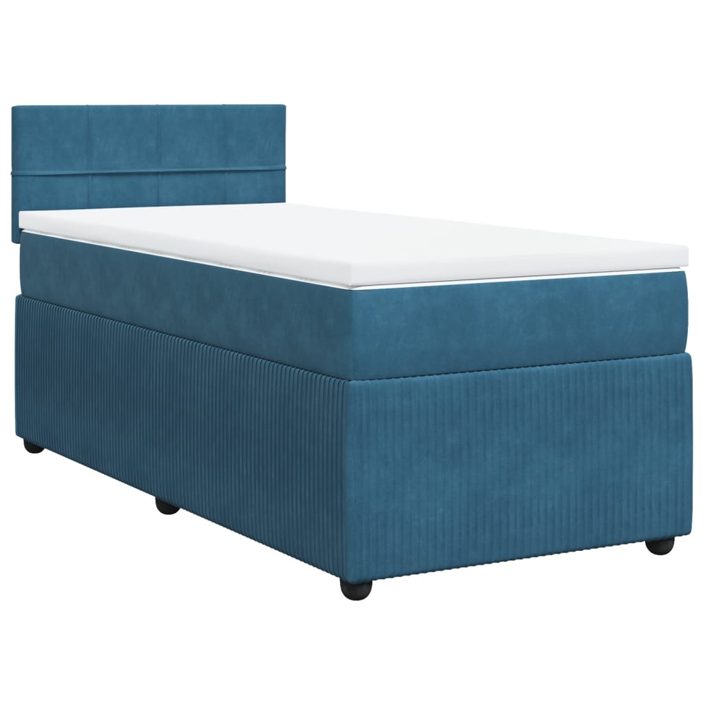 Cama box spring con colchón terciopelo azul oscuro 80x200 cm v4763 - Vetonek