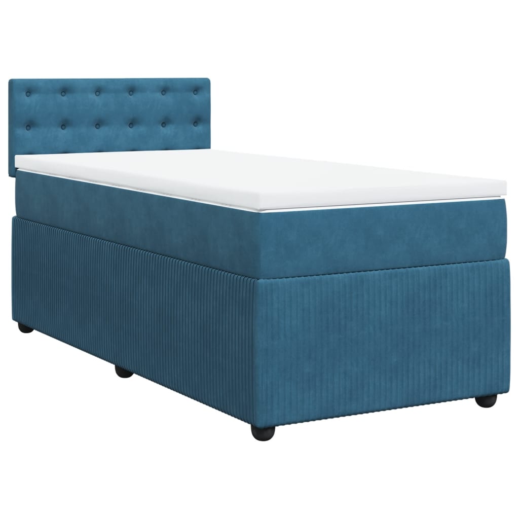 Vetonek Cama box spring con colchón terciopelo azul oscuro 80x200 cm