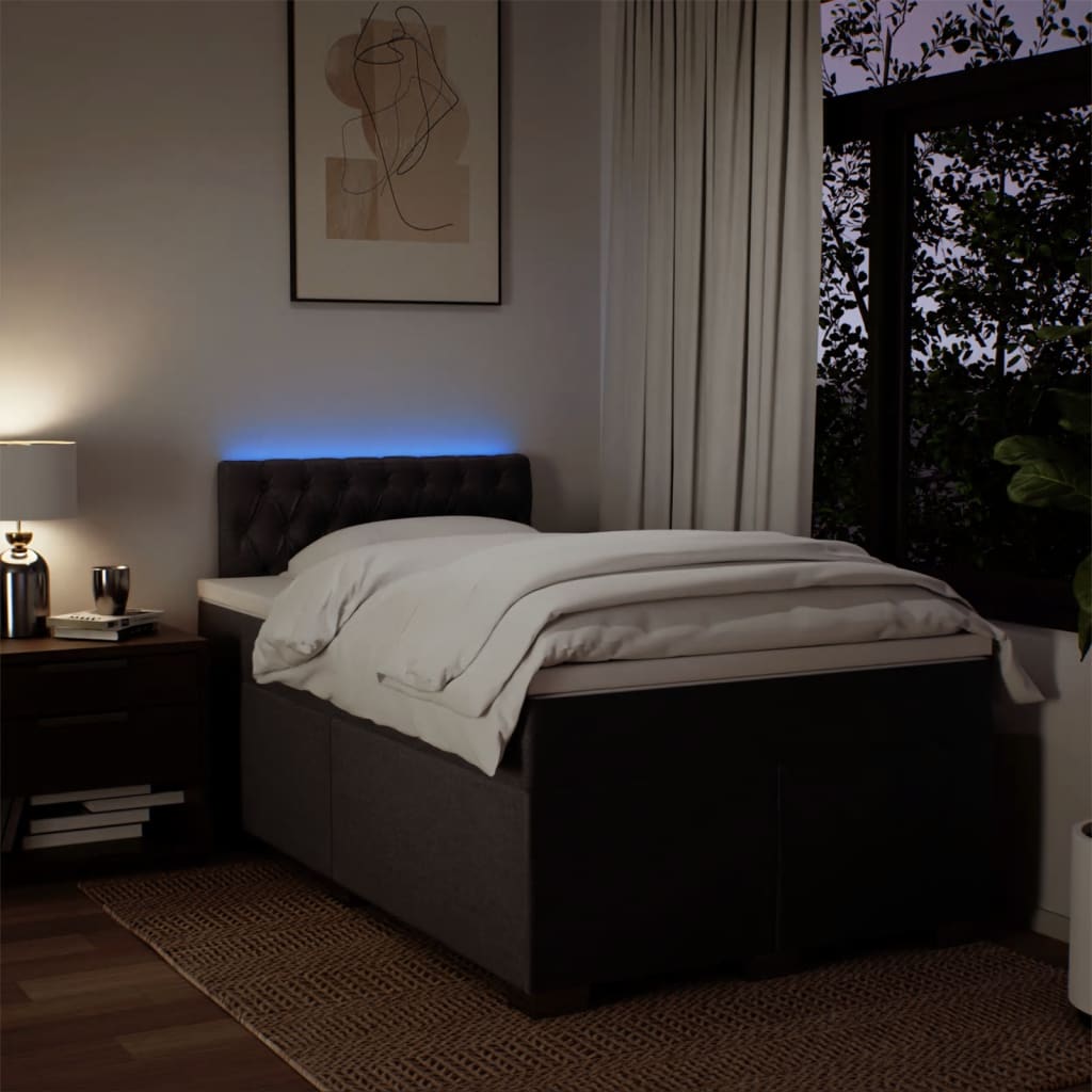 Cama box spring con colchón tela marrón oscuro 120x190 cm V0191 Vetonek