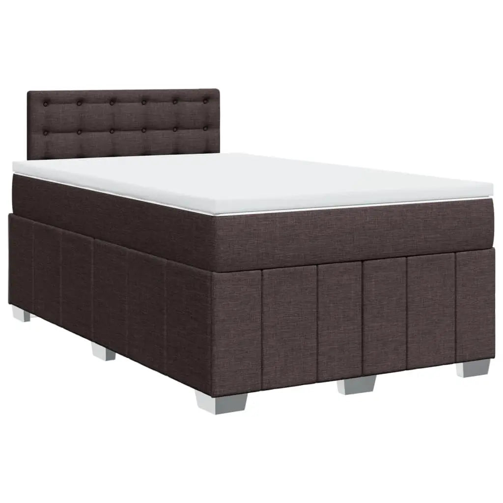Cama box spring con colchón tela marrón oscuro 120x190 cm V2064 Vetonek