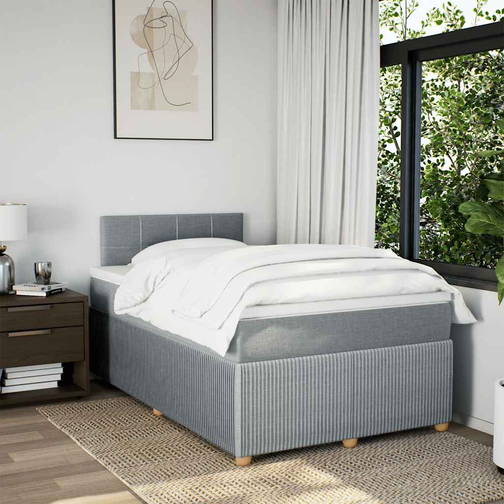 Cama box spring con colchón tela gris claro 120x190 cm V5775 Vetonek