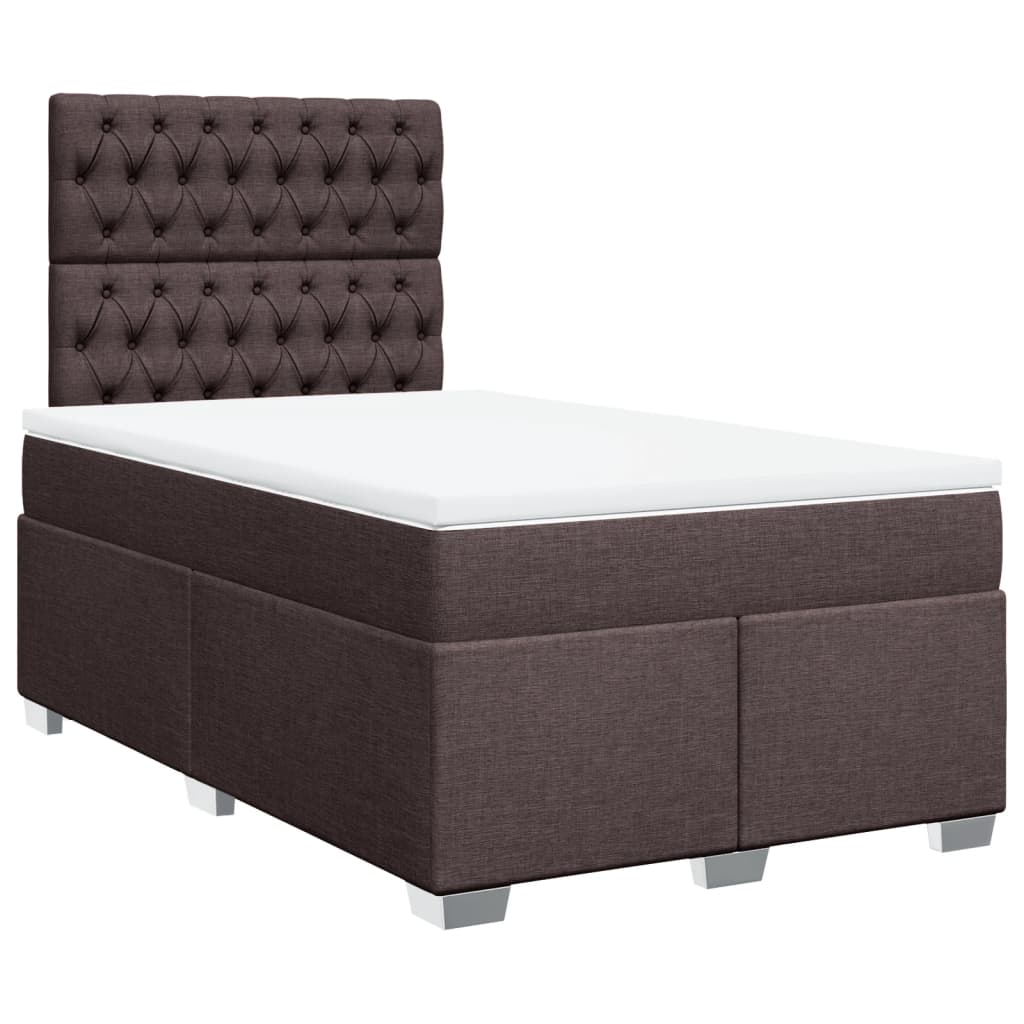 Cama box spring con colchón tela marrón oscuro 120x190 cm V3190 Vetonek