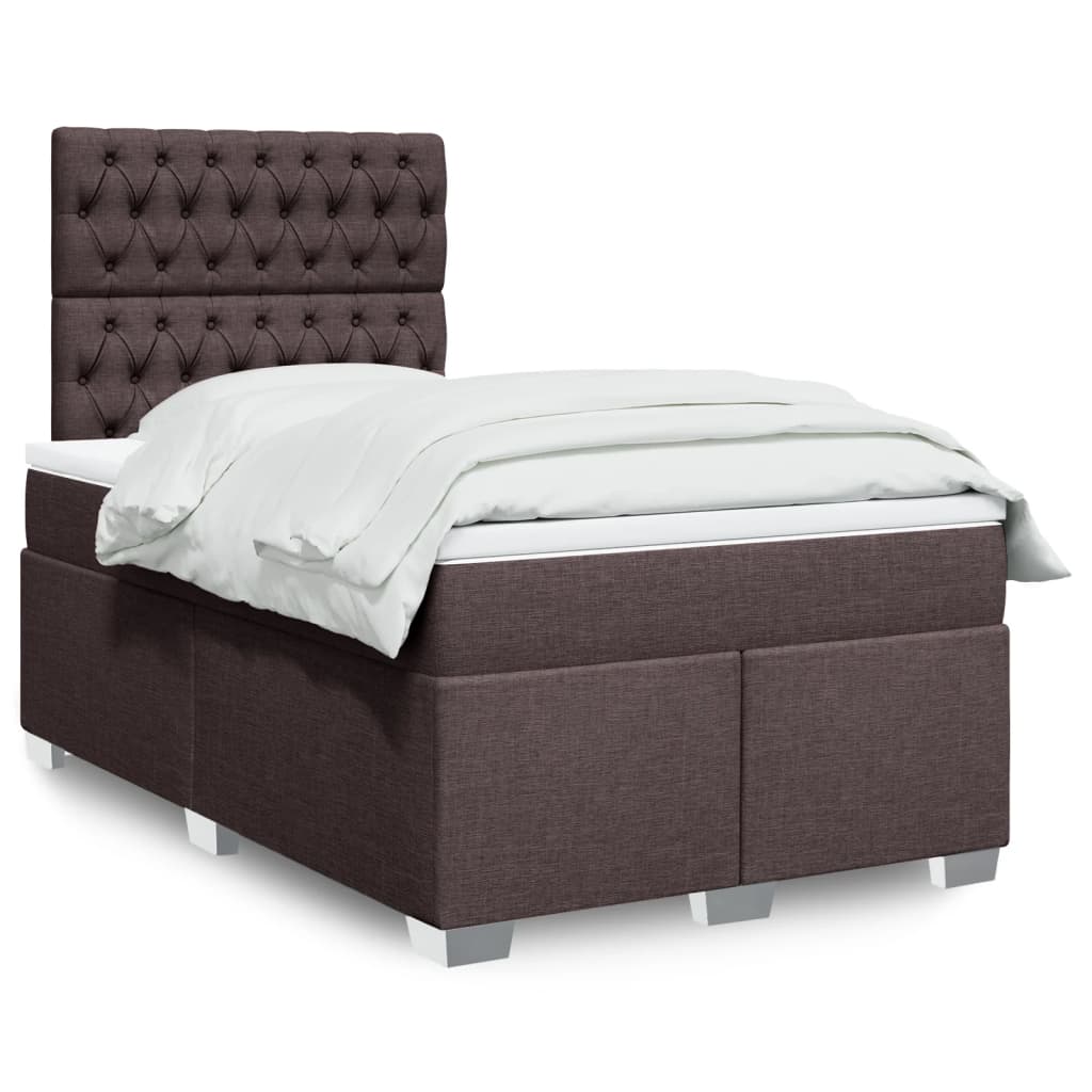 Cama box spring con colchón tela marrón oscuro 120x190 cm V3190 Vetonek