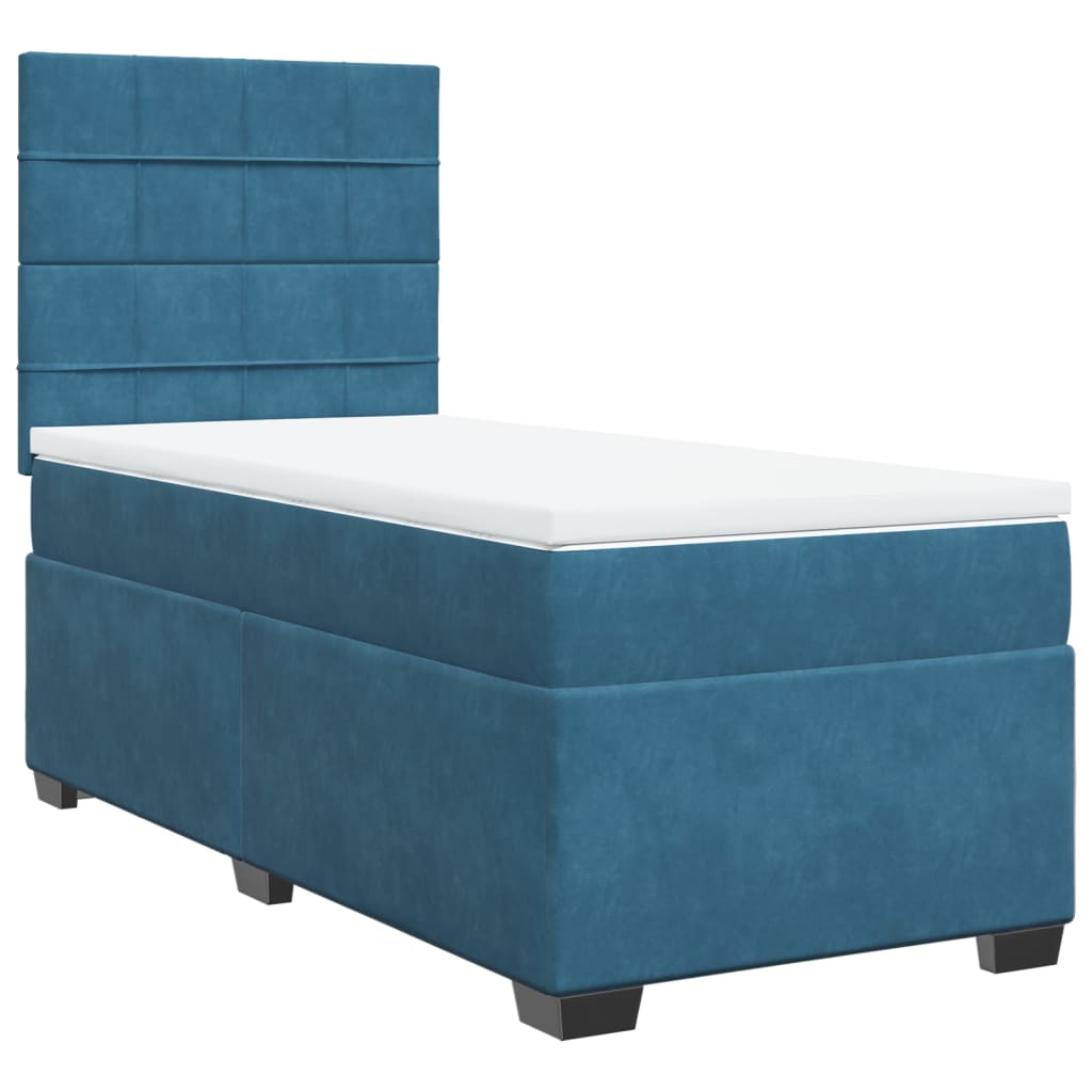 Cama box spring con colchón terciopelo azul oscuro 80x200 cm v6481 - Vetonek
