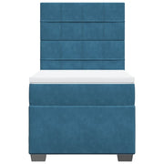 Cama box spring con colchón terciopelo azul oscuro 80x200 cm v6481 - Vetonek