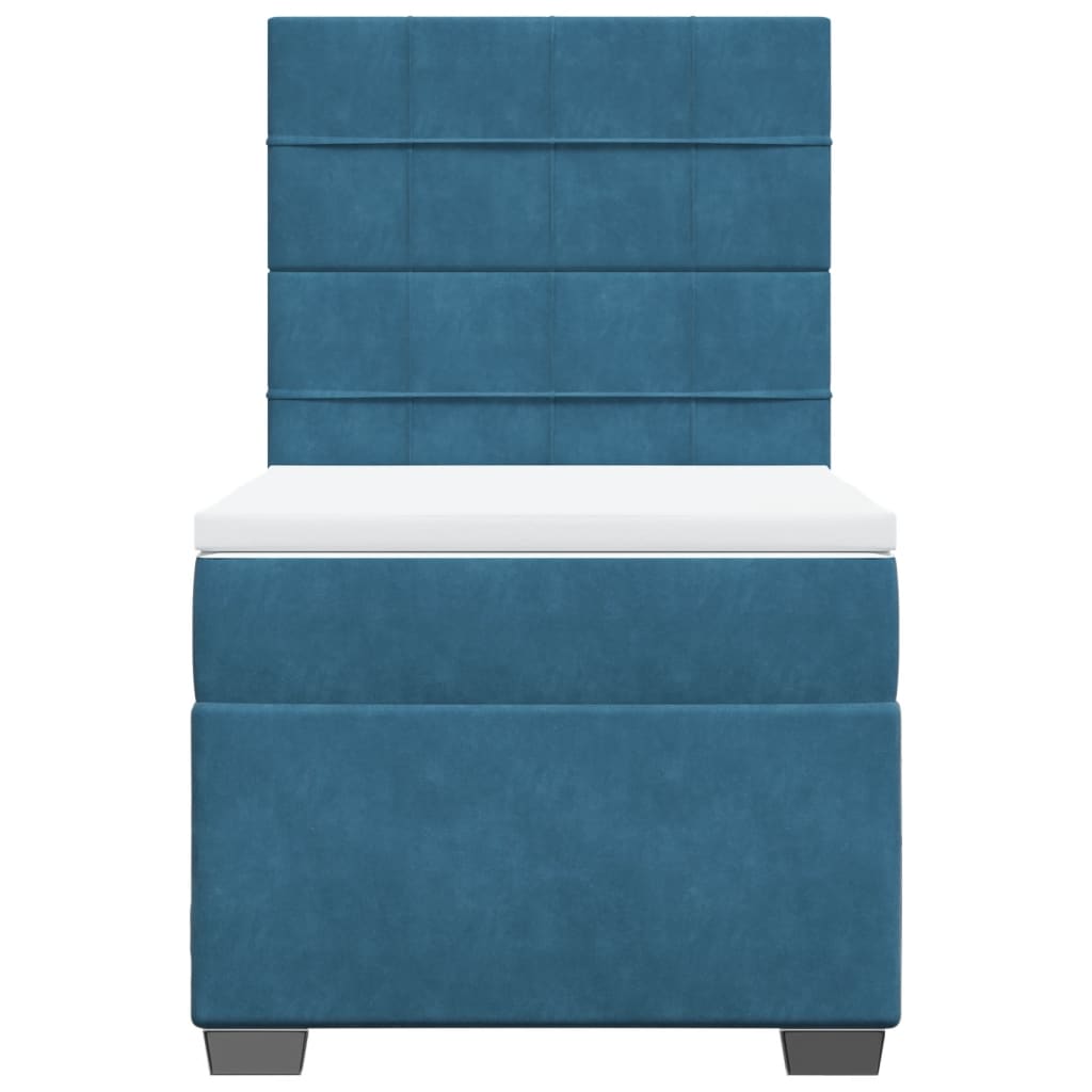 Cama box spring con colchón terciopelo azul oscuro 80x200 cm v6481 - Vetonek