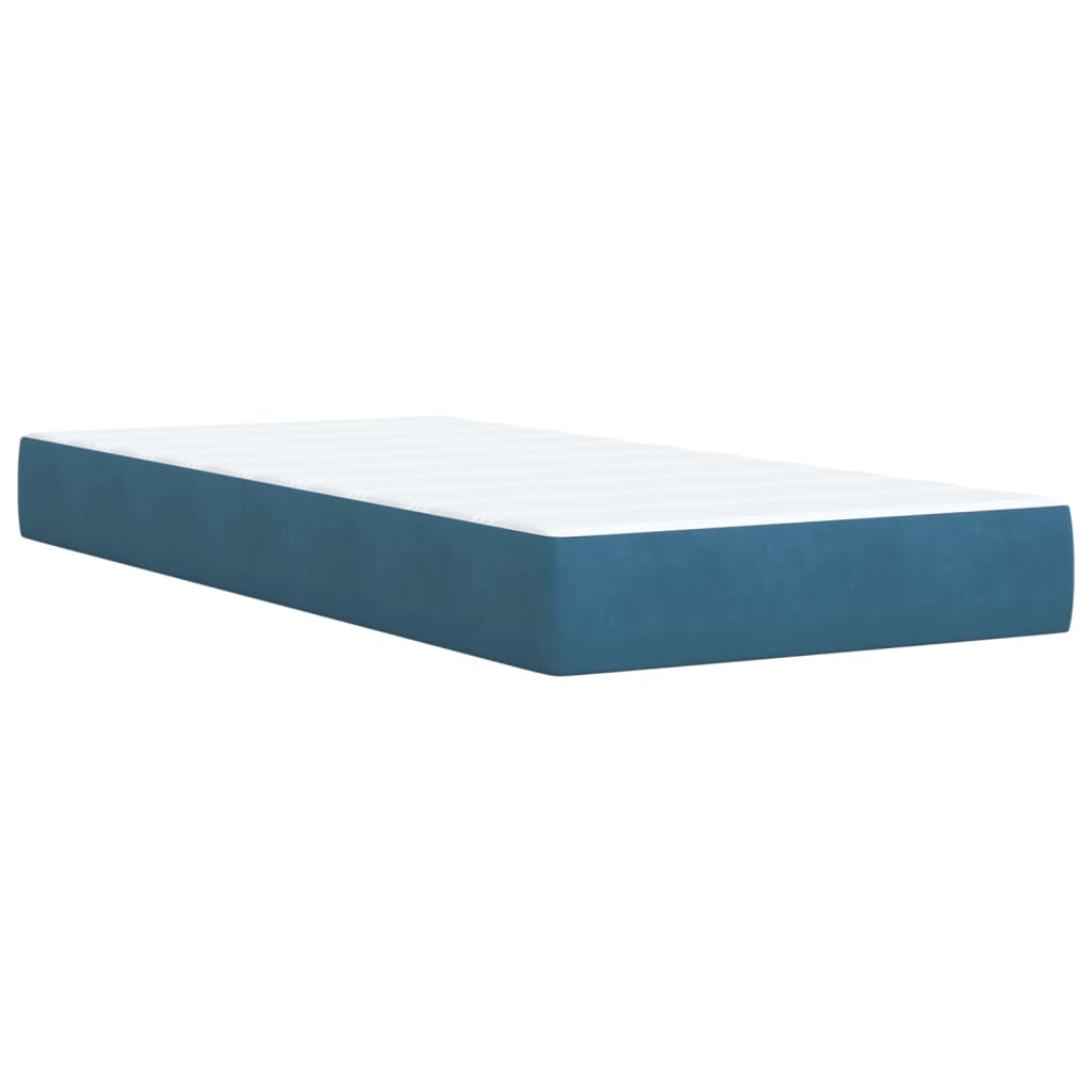 Cama box spring con colchón terciopelo azul oscuro 80x200 cm v6481 - Vetonek