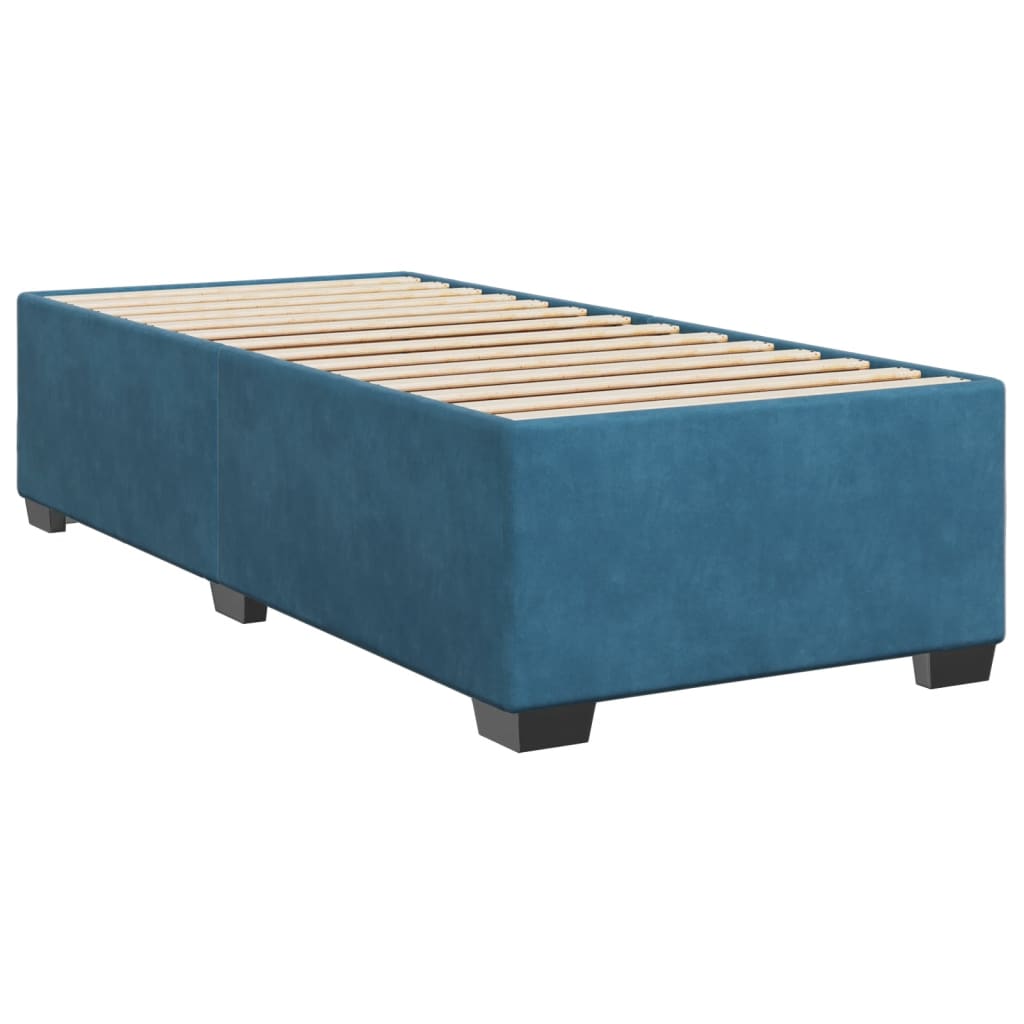 Cama box spring con colchón terciopelo azul oscuro 80x200 cm v6542 - Vetonek