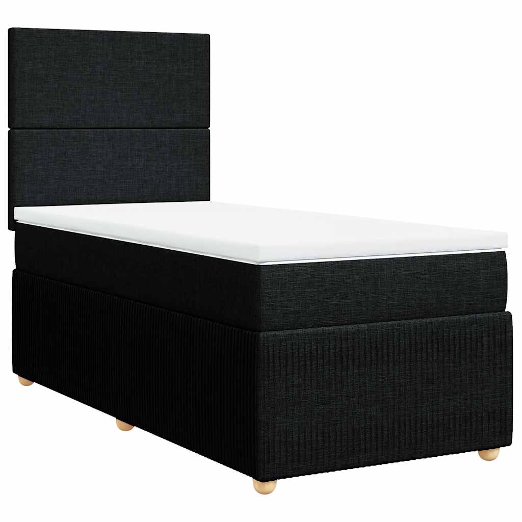 Cama box spring con colchón tela negro 80x200 cm V7609 Vetonek