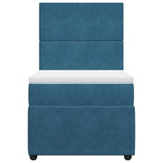 Cama box spring con colchón terciopelo azul oscuro 80x200 cm v0708 - Vetonek