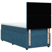 Cama box spring con colchón terciopelo azul oscuro 80x200 cm v0708 - Vetonek