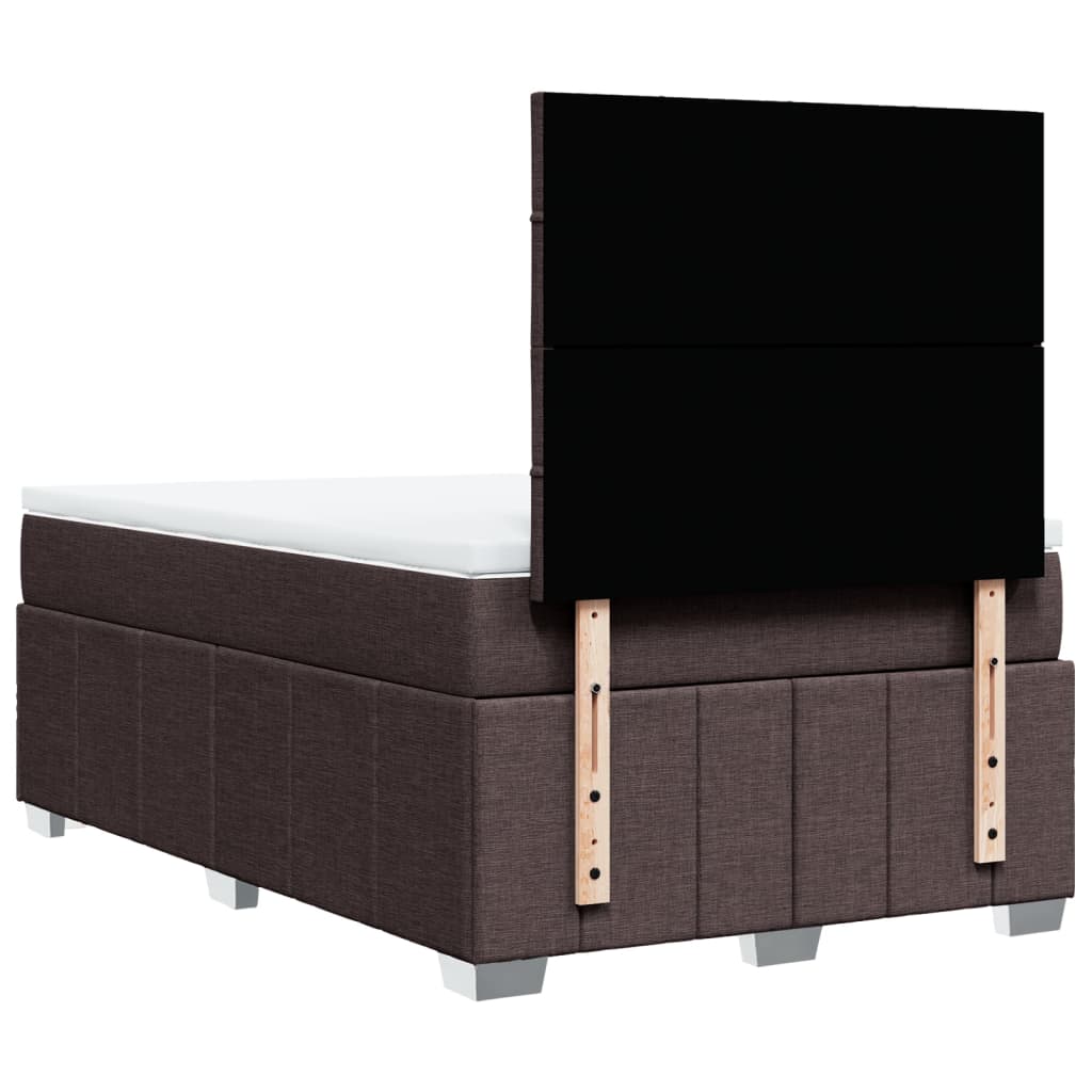 Cama box spring con colchón tela marrón oscuro 120x190 cm V7928 Vetonek