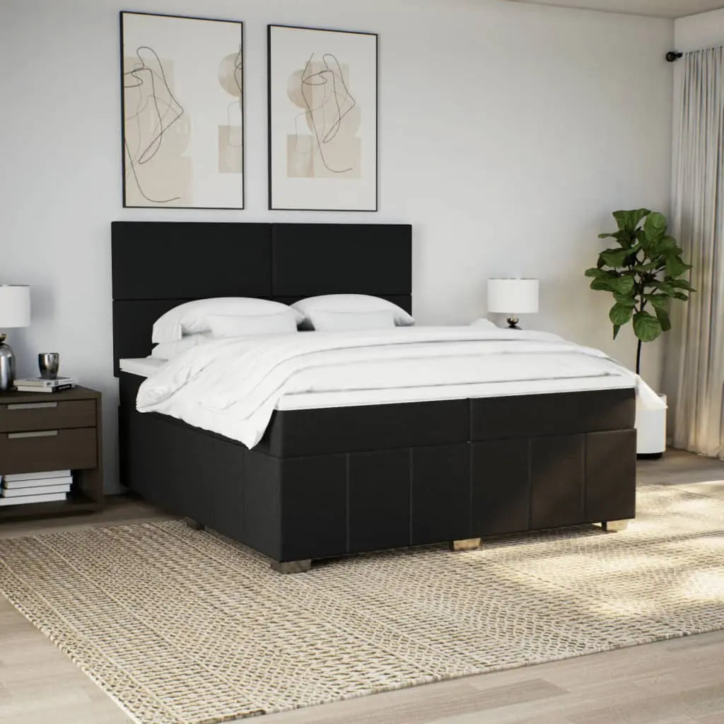 Cama box spring con colchón tela negro 200x200 cm V9526 Vetonek