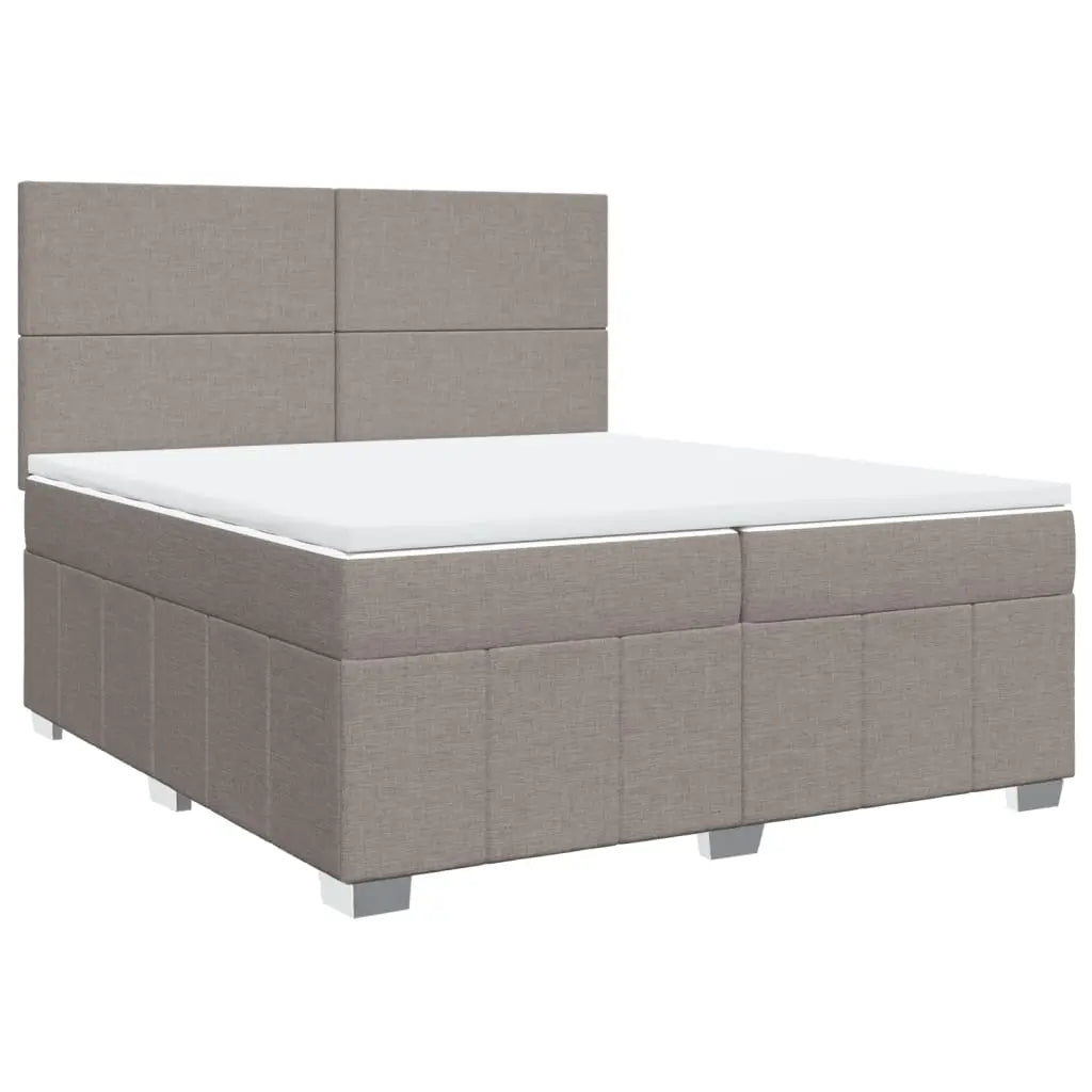 Cama box spring con colchón tela gris taupe 200x200 cm V9540 Vetonek