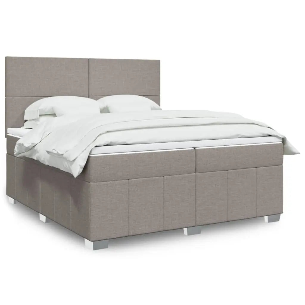 Cama box spring con colchón tela gris taupe 200x200 cm V9540 Vetonek