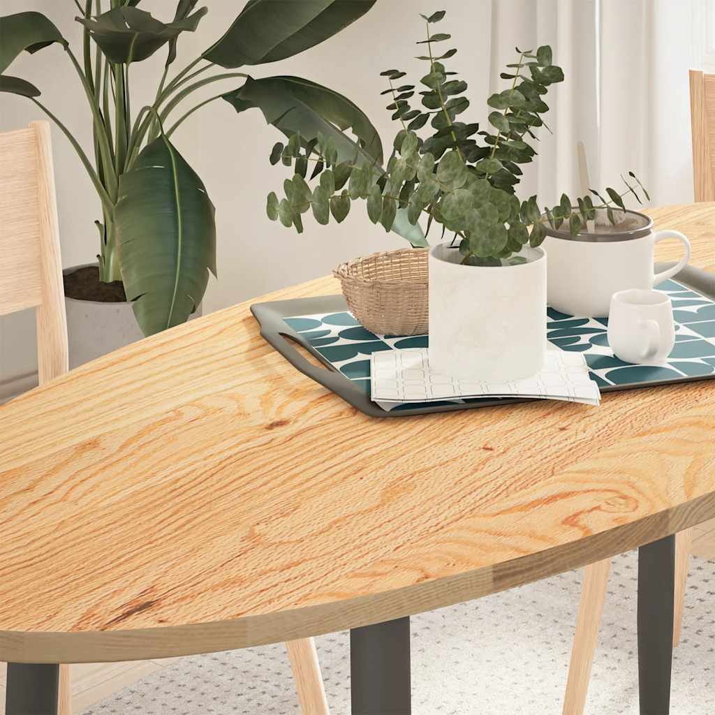 Vetonek Tablero de mesa ovalado madera maciza de roble 140x60x2 cm