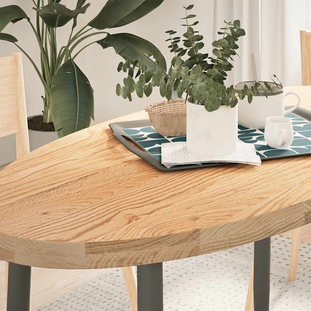 Vetonek Tablero de mesa ovalado madera maciza de roble 120x60x4 cm