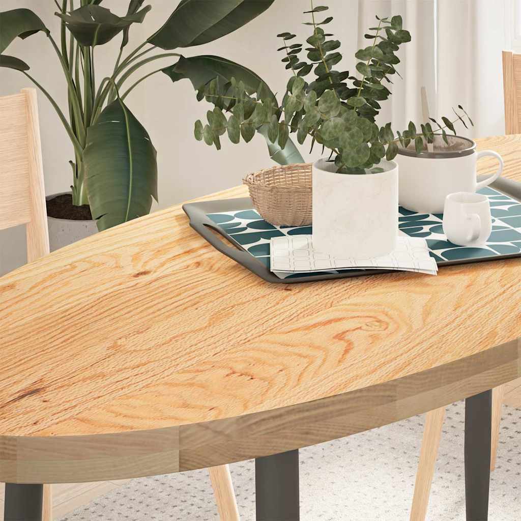 Vetonek Tablero de mesa ovalado madera maciza de roble 140x60x4 cm