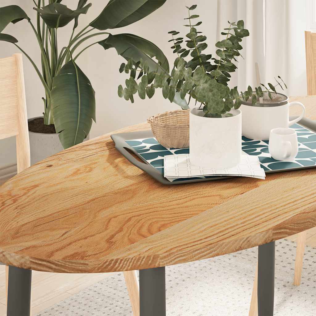 Vetonek Tablero de mesa ovalado madera maciza de roble 120x60x2 cm