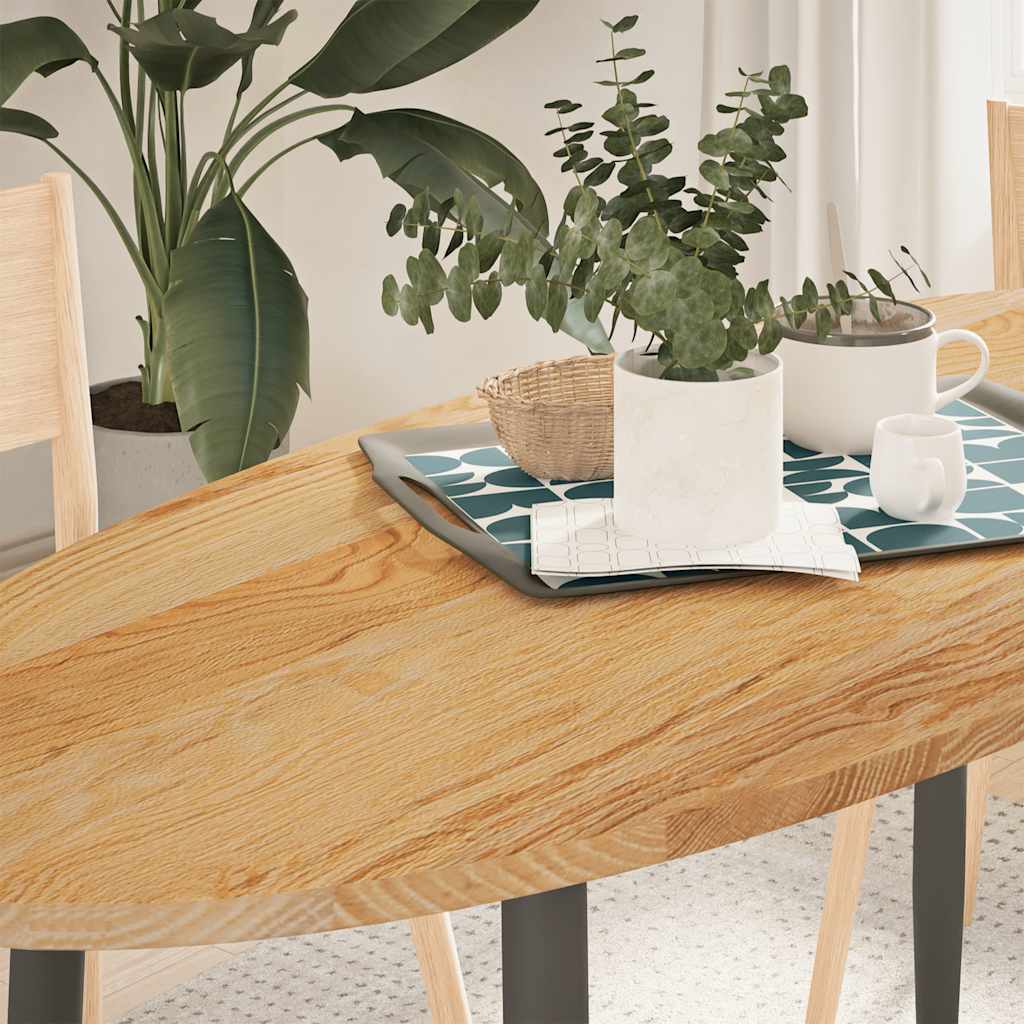 Vetonek Tablero de mesa ovalado madera maciza de roble 140x60x2 cm